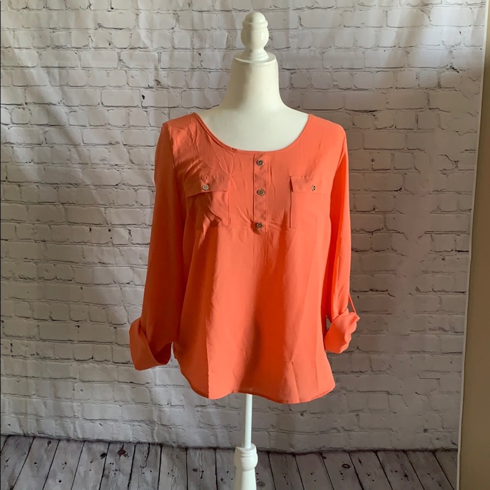 Coral silk blouse